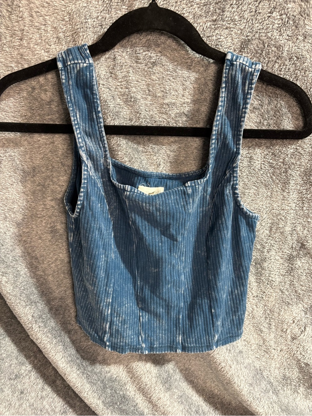 Blue Ribbed Tank Top - Women's Sleeveless Crop M